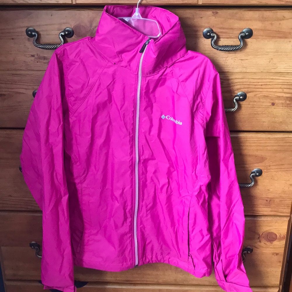 Pink hood less rain coat!